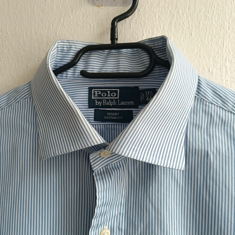 POLO Ralph Lauren modrá pruhovaná košeľa s dlhým rukávom XXL - 6