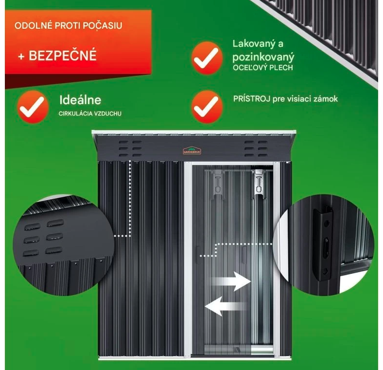 Záhradný domček A0 182 x 165 x 85 cm antracit - 6