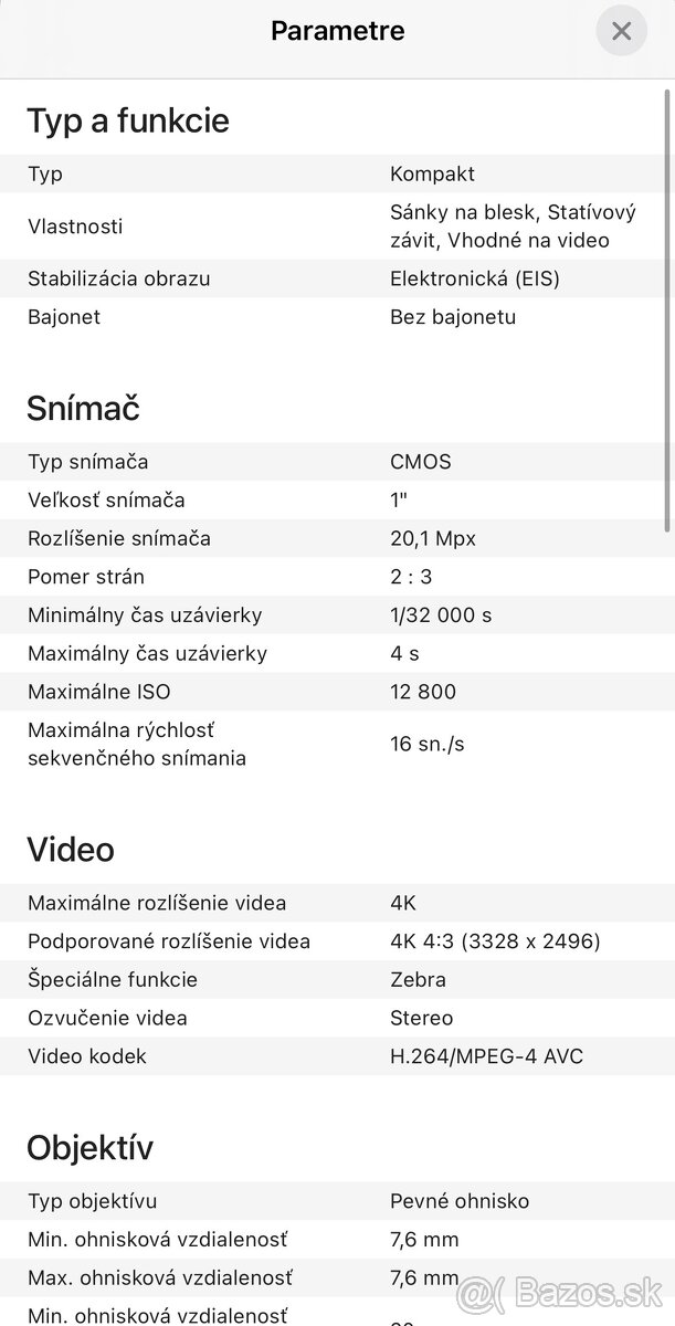 Predám SONY ZV 1F - 6