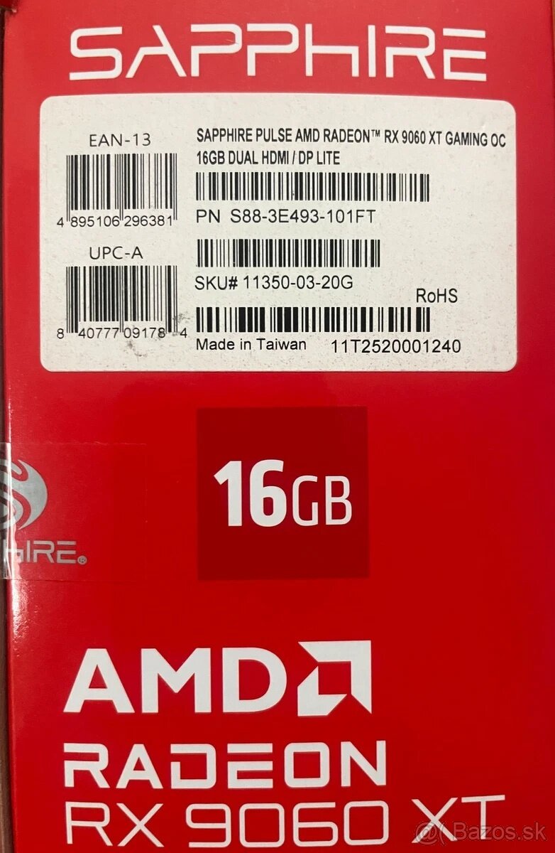 SAPPHIRE PULSE AMD Radeon RX 9060 XT GAMING OC 16G - 6