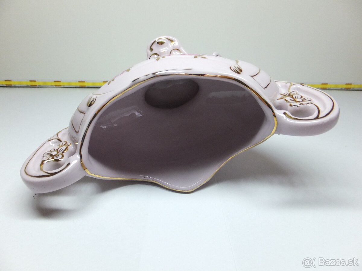 Růžový porcelán, pěkná žardiniéra, značená. - 6
