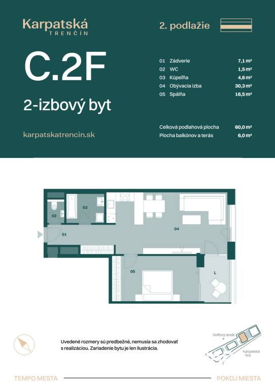 RADO | Rezidencia Karpatská (C.2F), 2i byt 60 m2 s loggiou 6 - 6