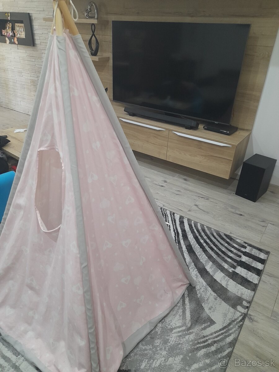 Detský teepee stan v ružovej farbe - 6