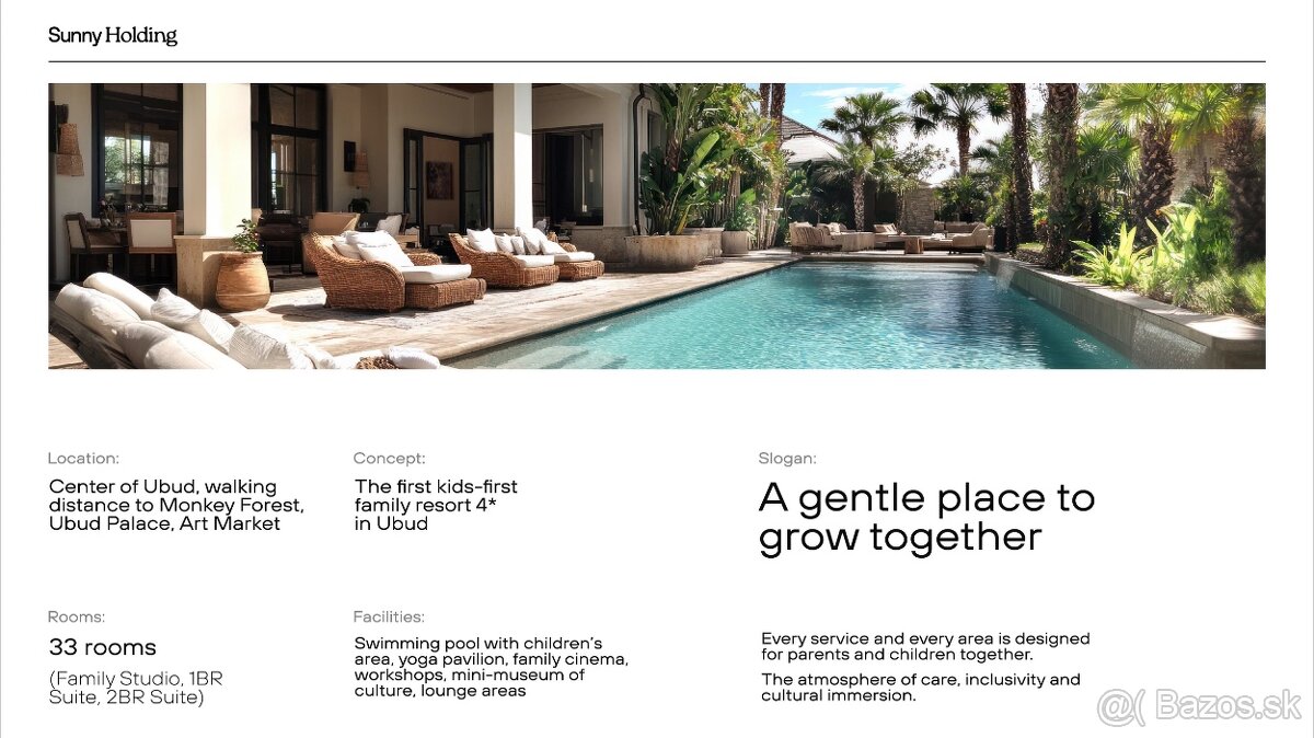 JEDINÝ kids-first rezort v srdci Ubudu, návratnosť 13+% - 6