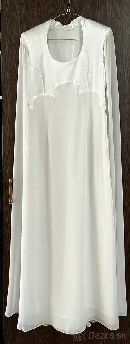 Dlhé spoločenské / svadobné /popolnočné biele šaty zo saténu - 6