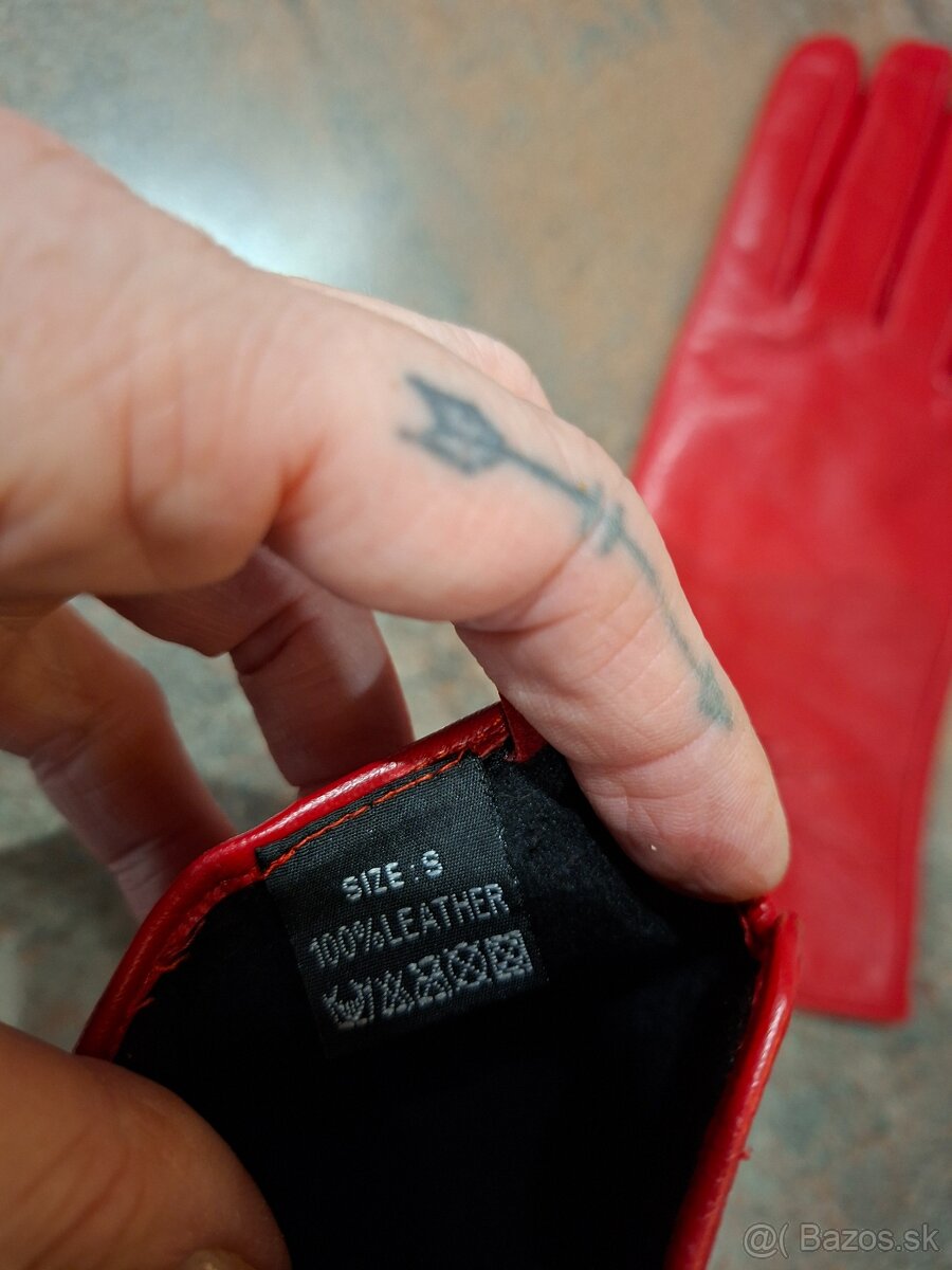 Cervene kozene rukavice - 6