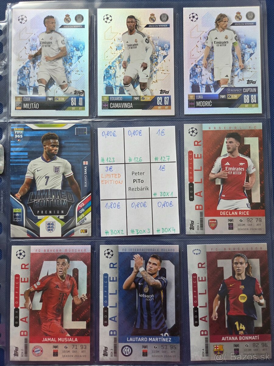 Fotbalove karticky TOPPS, Panini, cast 1/2 - 6