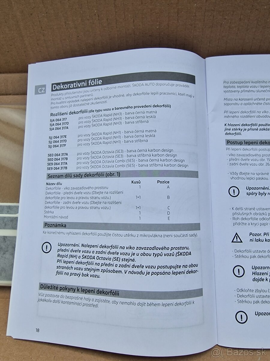 Dekorativní folie Škoda Rapid, Škoda Octavia Prodám dekorati - 6