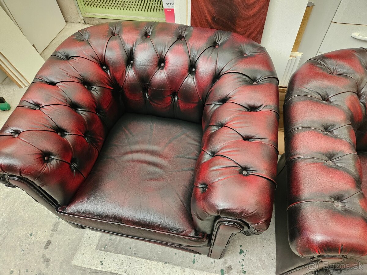 CHESTERFIELD ŠTÝL KOŽENÁ 3+1+1+1,DVOJFAREBNÁ - 6