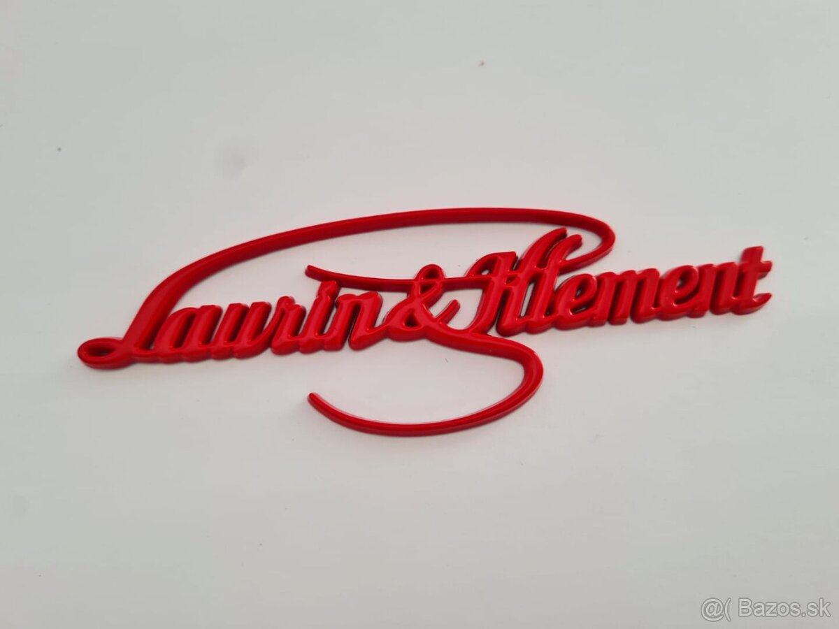 Nápis Laurin Klement , chrom, zlatý, červený, čierny - 6