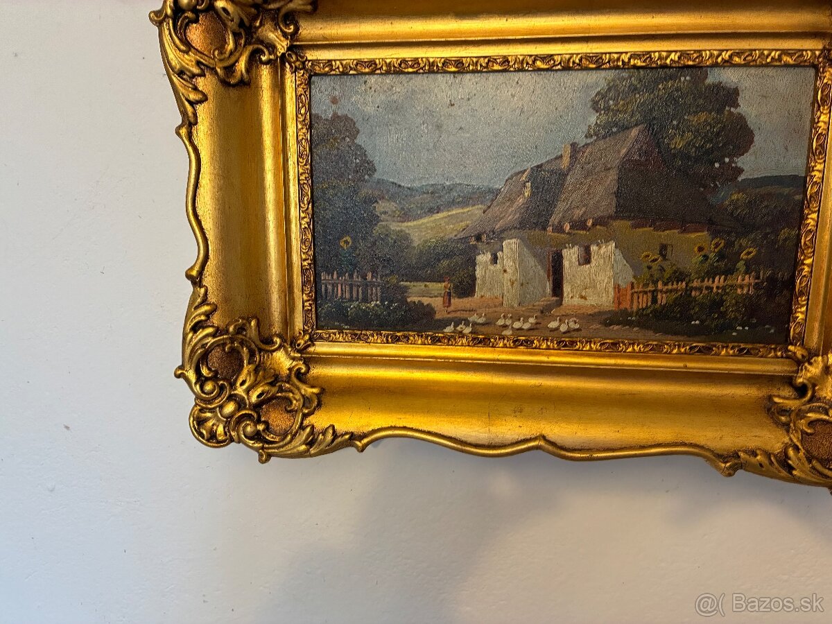 Stará olejomaľba na doske 1 - 6