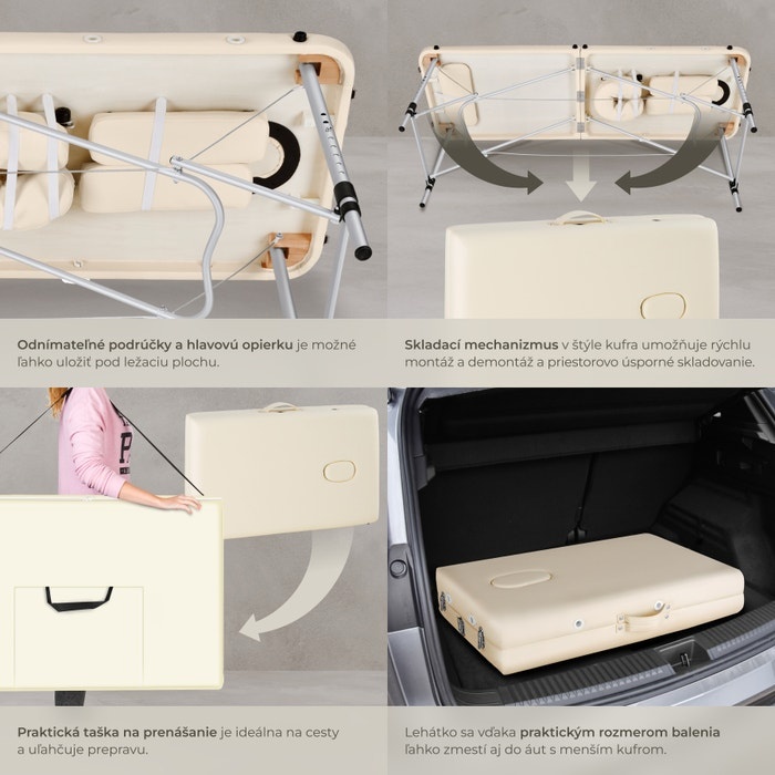 Nový prenosný masážny stôl, posteľ, lehátko, 2-dielny - 6