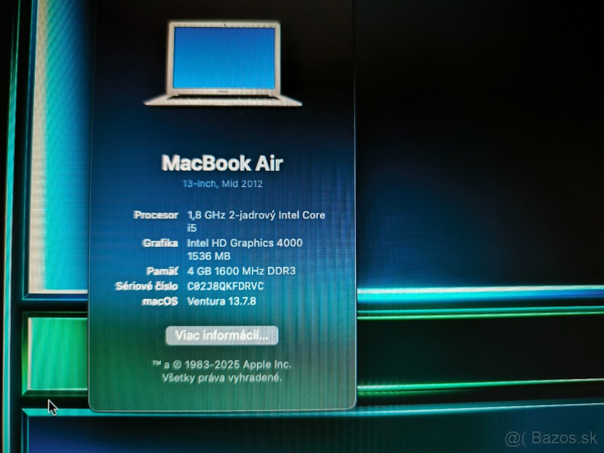 Predám Macbook Air 13 i5 os Ventura 13.7.8 - 6