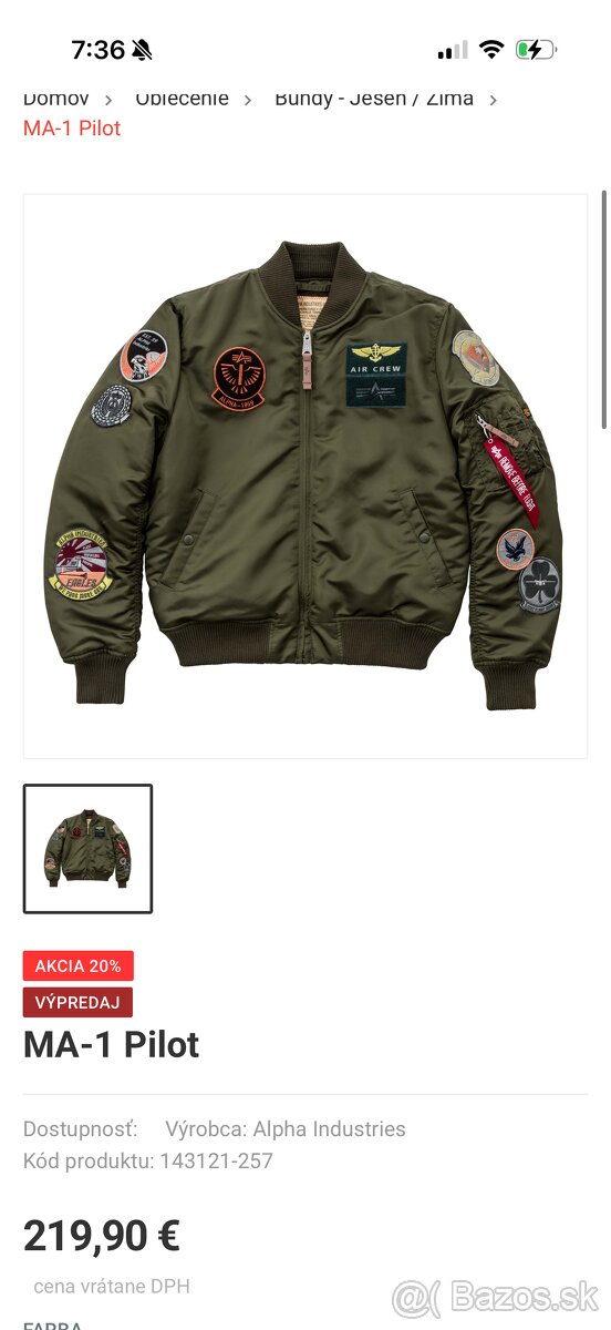 Alpha Industries MA-1 Pilot Velkost-XL - 6