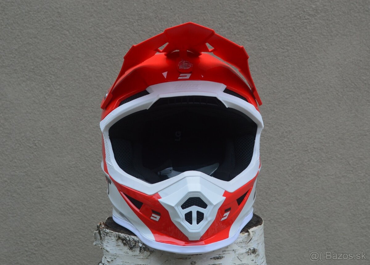 Predám mx SHOT helma prilba okuliare červené - 6