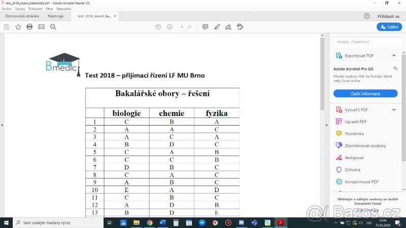 medicína materiály Brno MU, Praha,LF UK, Olomouc přijímačky - 6