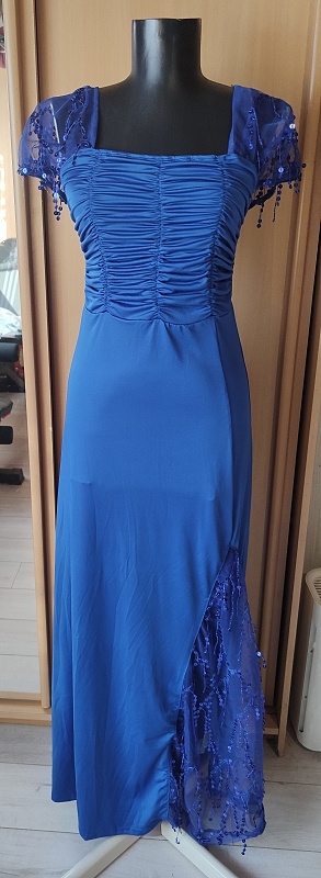 dlhé modre šaty S - 6