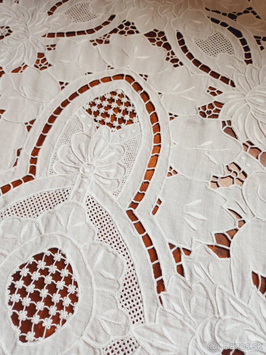 Skvost - nádherná bielučká rischelieu štóla 40x100 - 6