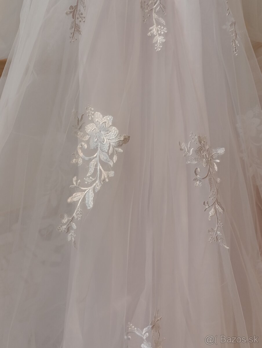 Krasne nové nenosené svadobné biele šaty na ramienka, 36 - 6