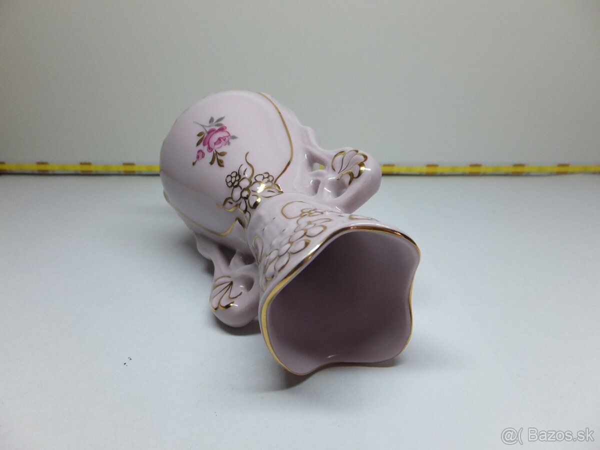 Růžový porcelán, pěkná vázička, značená. - 6