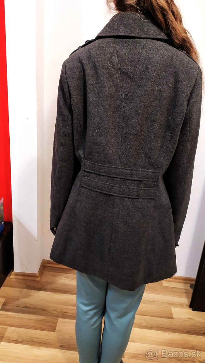 KRÁSNY ANTRACITOVÝ ZIMNÝ KABÁT č.40 ako nový - 6