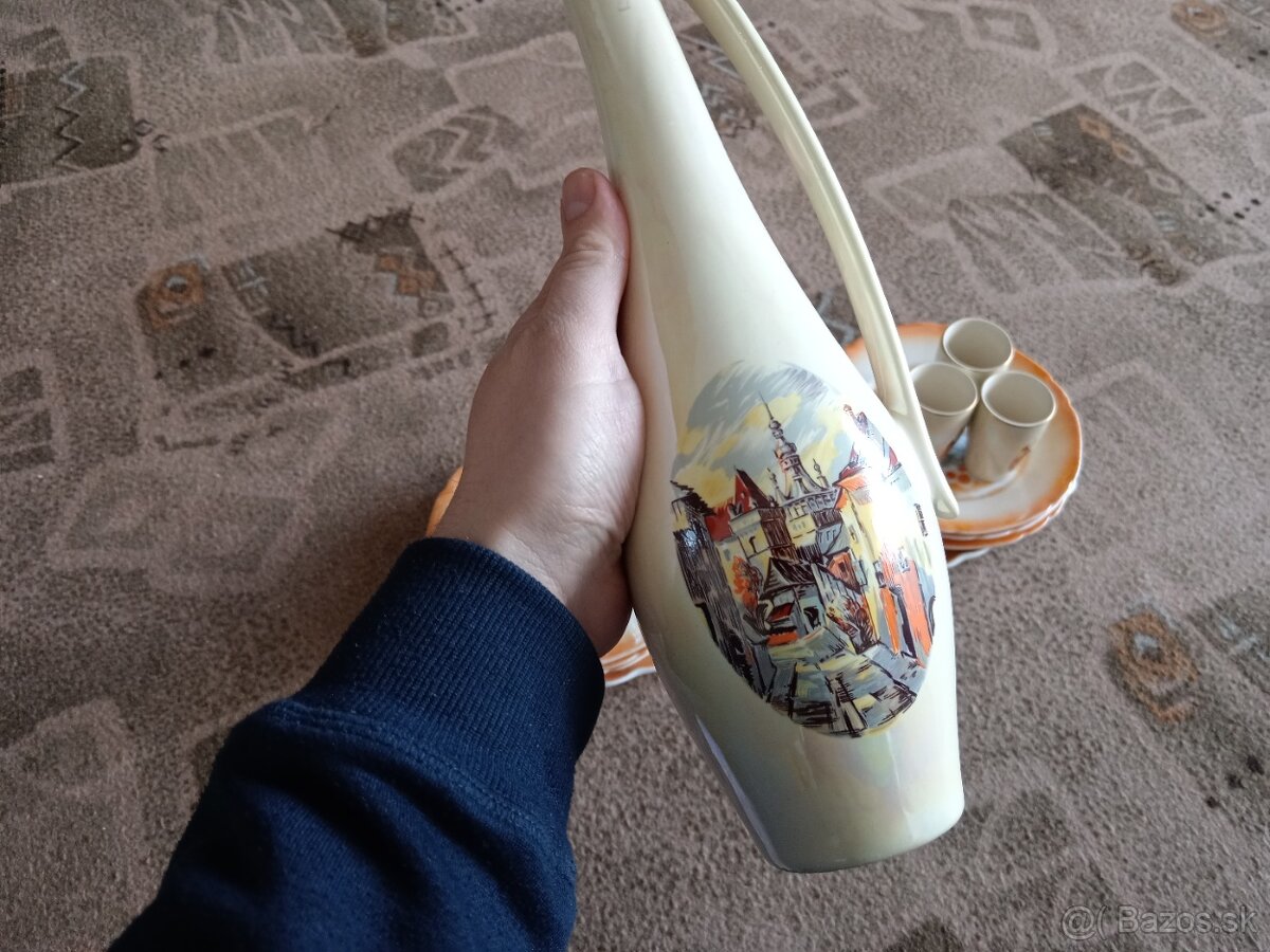 Porcelán, keramika, set pohárov, džbán, starožitnosti - 6