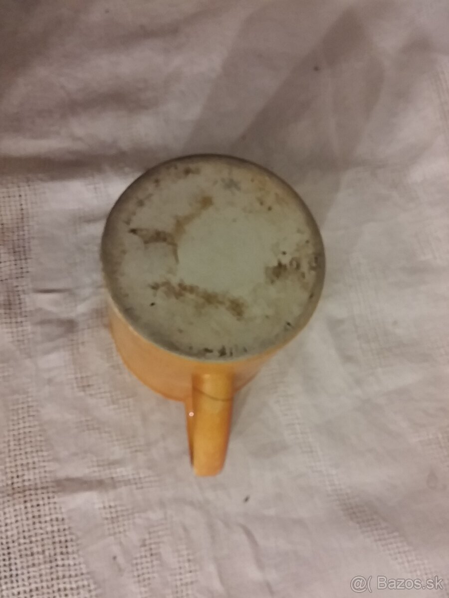 Stará hlinená glazovana nádoba , karafa - 6