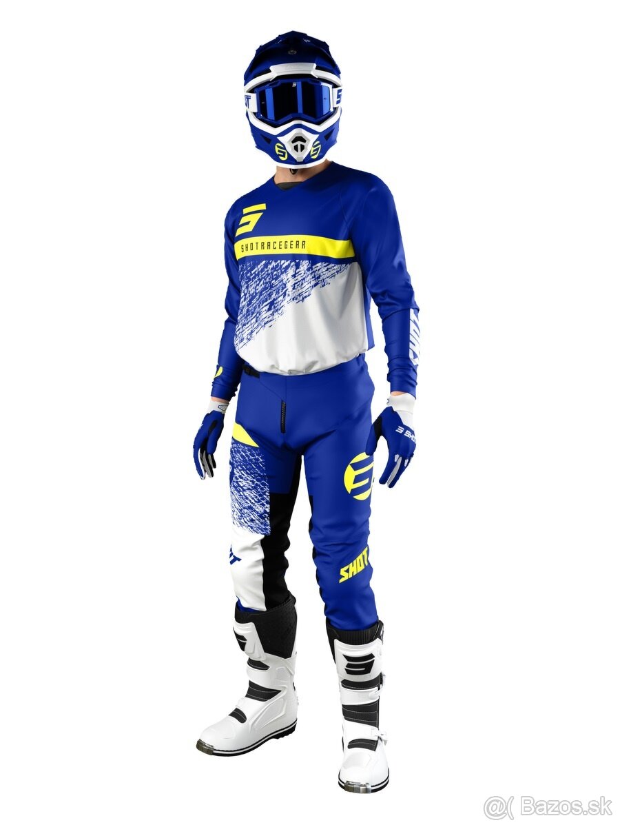 enduro motocross kvalitný set shot modro žltý - 6