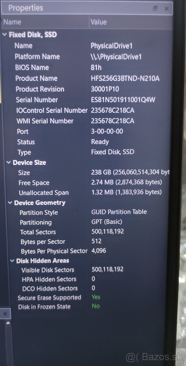 SSD disk, 2.5" sata 256GB SK Hynix HFS256G3BTND - 6
