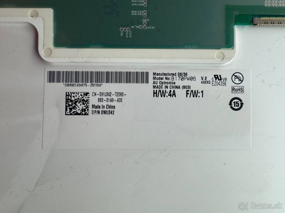 Predám obrazovku do notebooku 17" LED display 30pin CCFL - 6