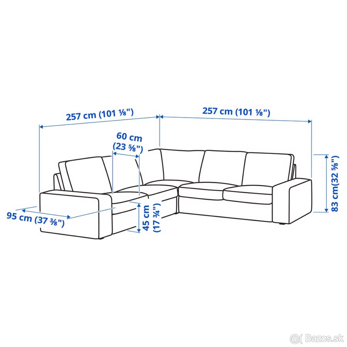 IKEA Kivik rohová 2,6 m (borred - hnedá) - 6