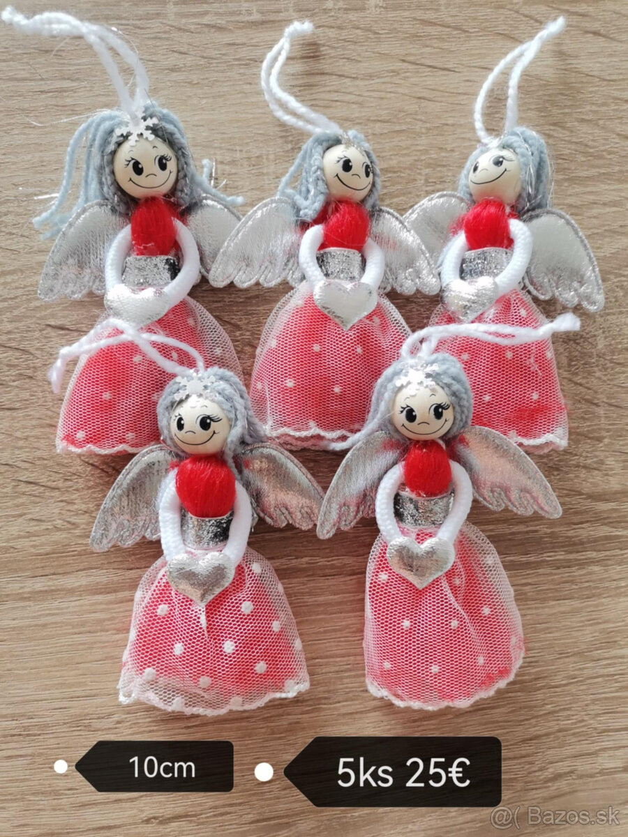 Anjeliky na zavesenie prirodný material, Vianoce NOVE - 6