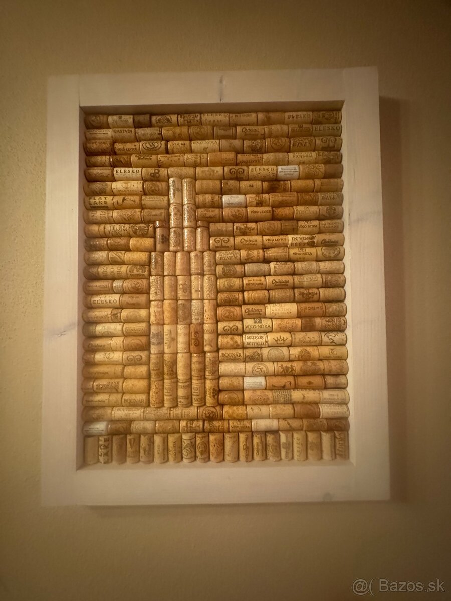 držiaky a košíky na fľaše, vinotéky, obraz z korkov - 6