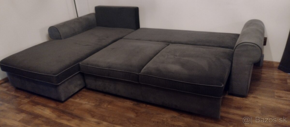 Rozkladacia Sedacia súprava rohová,tvár L sivá - 6