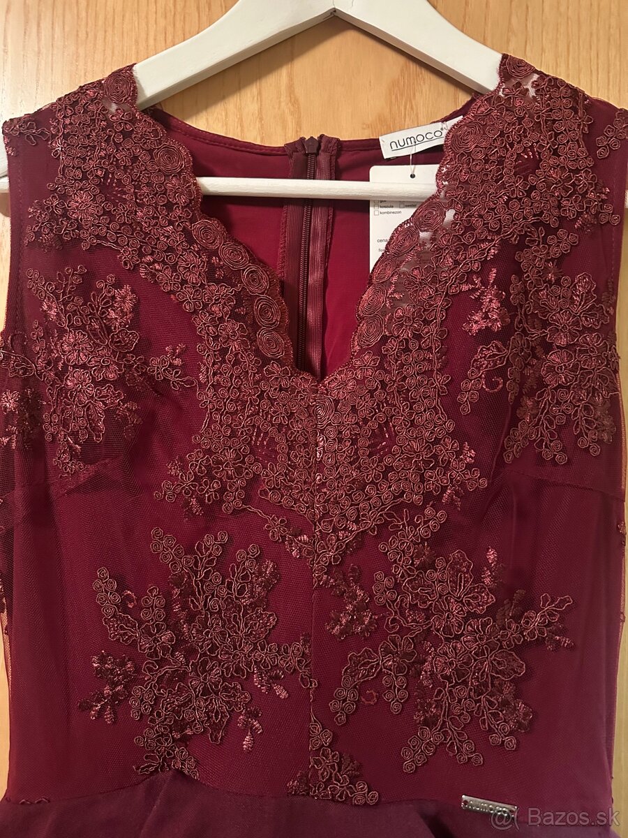 Spoločenské šaty krátke bordové xs - 6