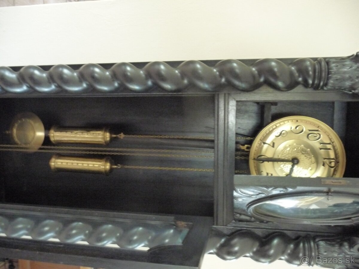 Vyrezávané drevené starožitné podlahové barokové hodiny - 6