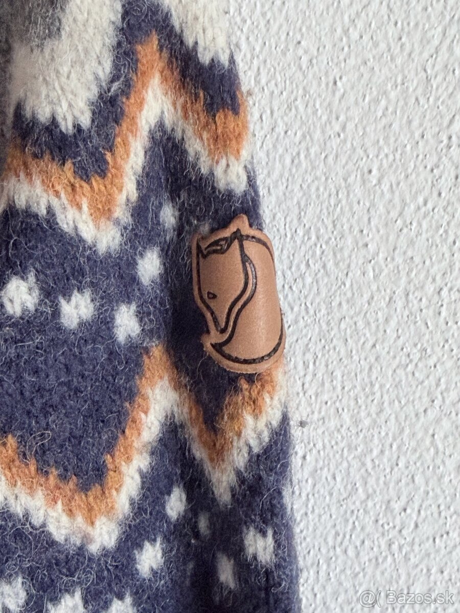 Vlnený sveter Fjallraven Ovik Knit Sweater M Dark Navy - 6