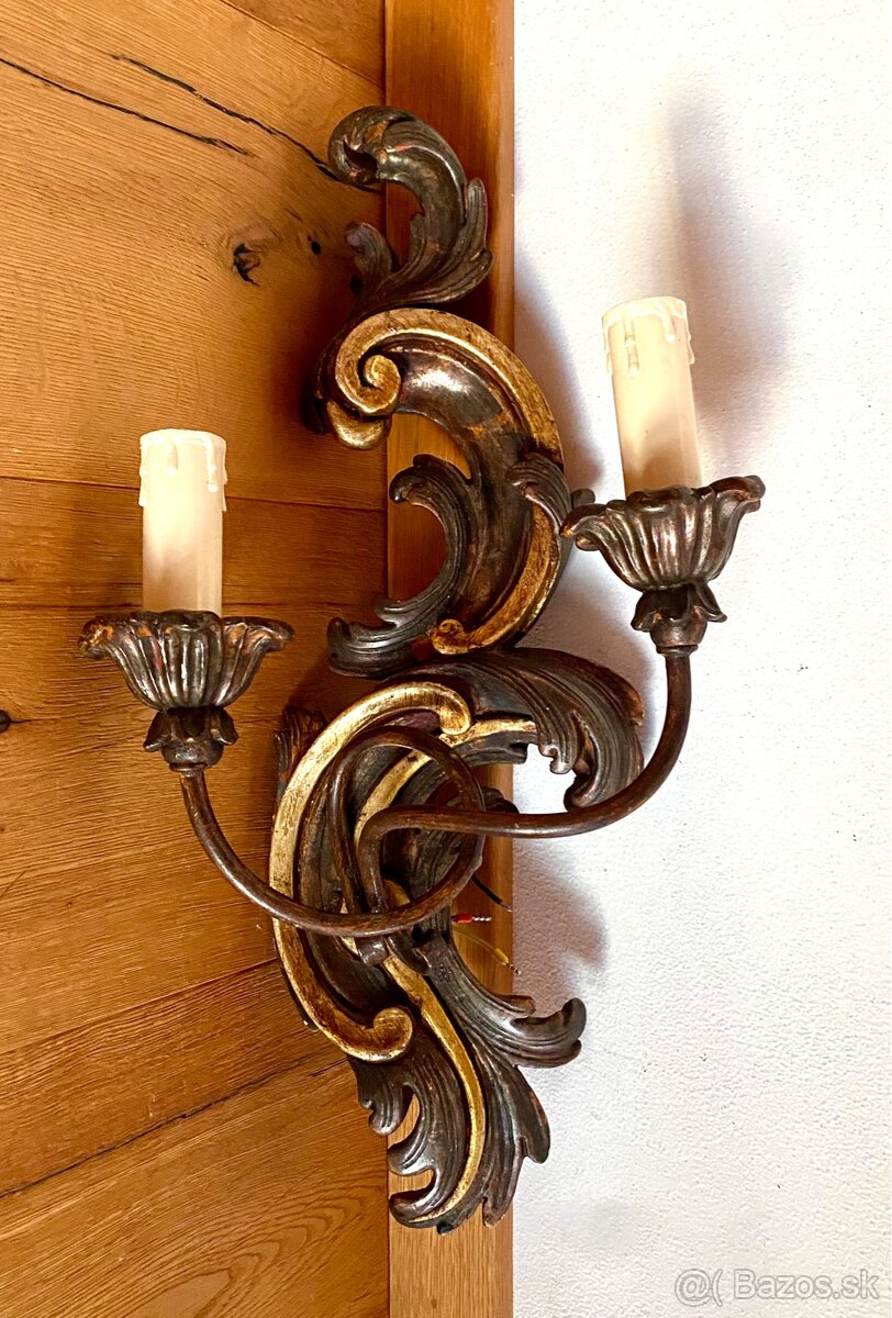 Staré krásné nástěnné dřevěné osvětlení - 6