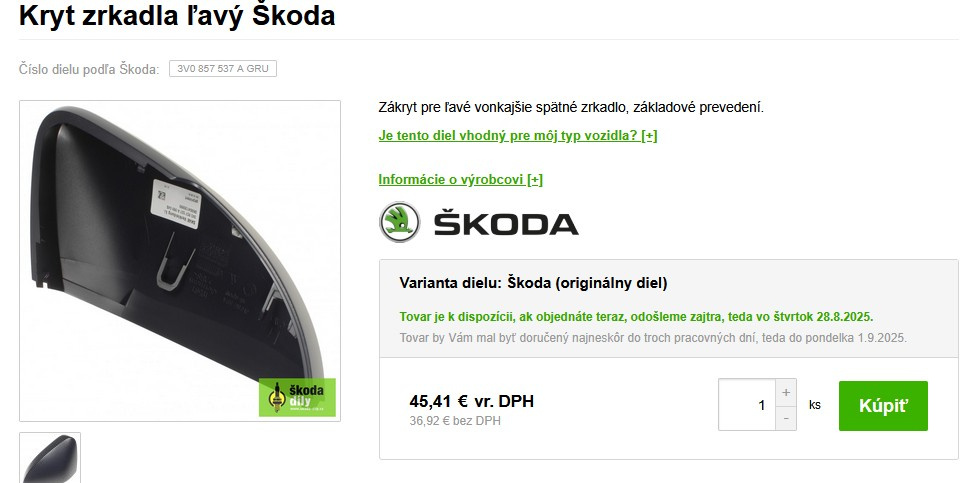 Spätné zrkadlá Škoda Superb 3 3V1 857 507 E,3V1 857 508 - 6