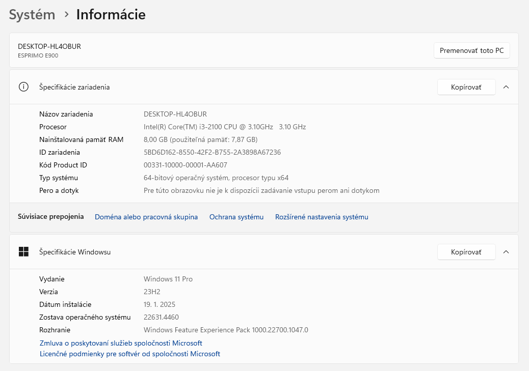 Fujitsu Esprimo E900 SFF, WIN11, i3-2100, 8GB RAM, HDD 250GB - 6