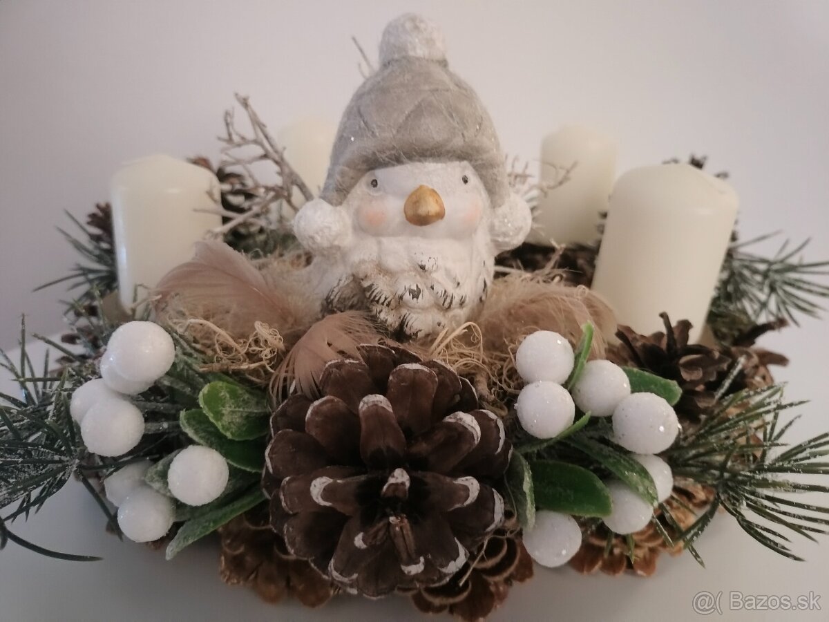Adventný veniec s vtáčikom - 6