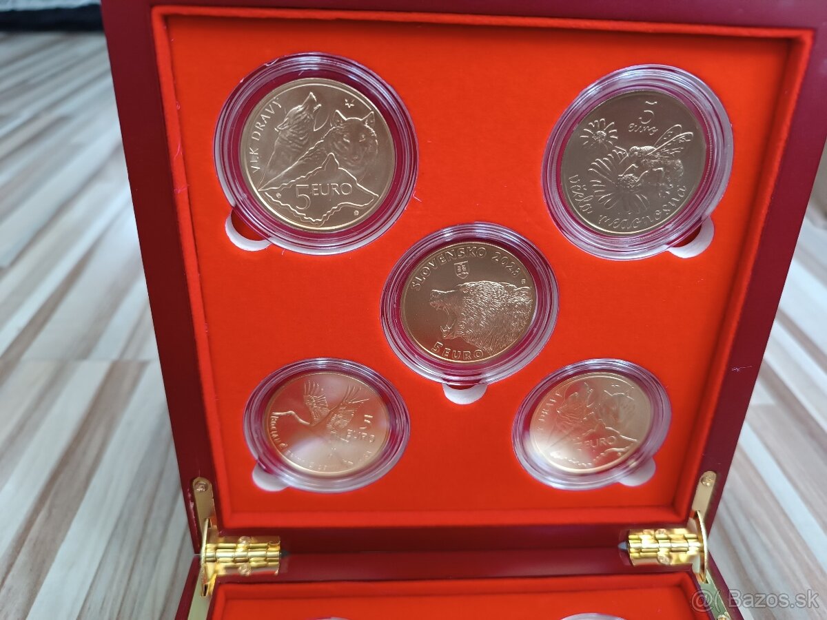 5€ mince, fauna a flóra, UNC, euro vlk,včela ,euro minca - 6