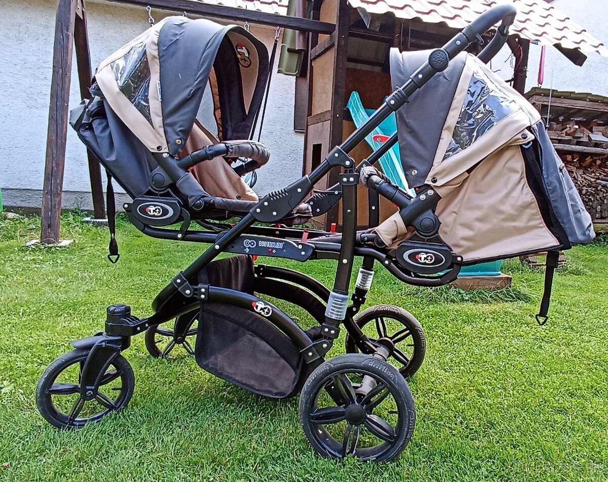 Kočík pre dvojičky/ súrodenecký kočík a vajíčka do auta - 6