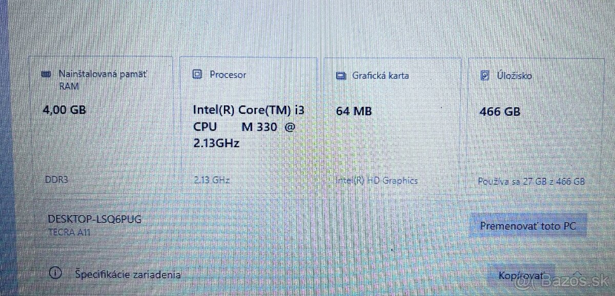Toshiba Tecra / Intel i3 / 4GB RAM / 500GB HDD / 15.6" - 6