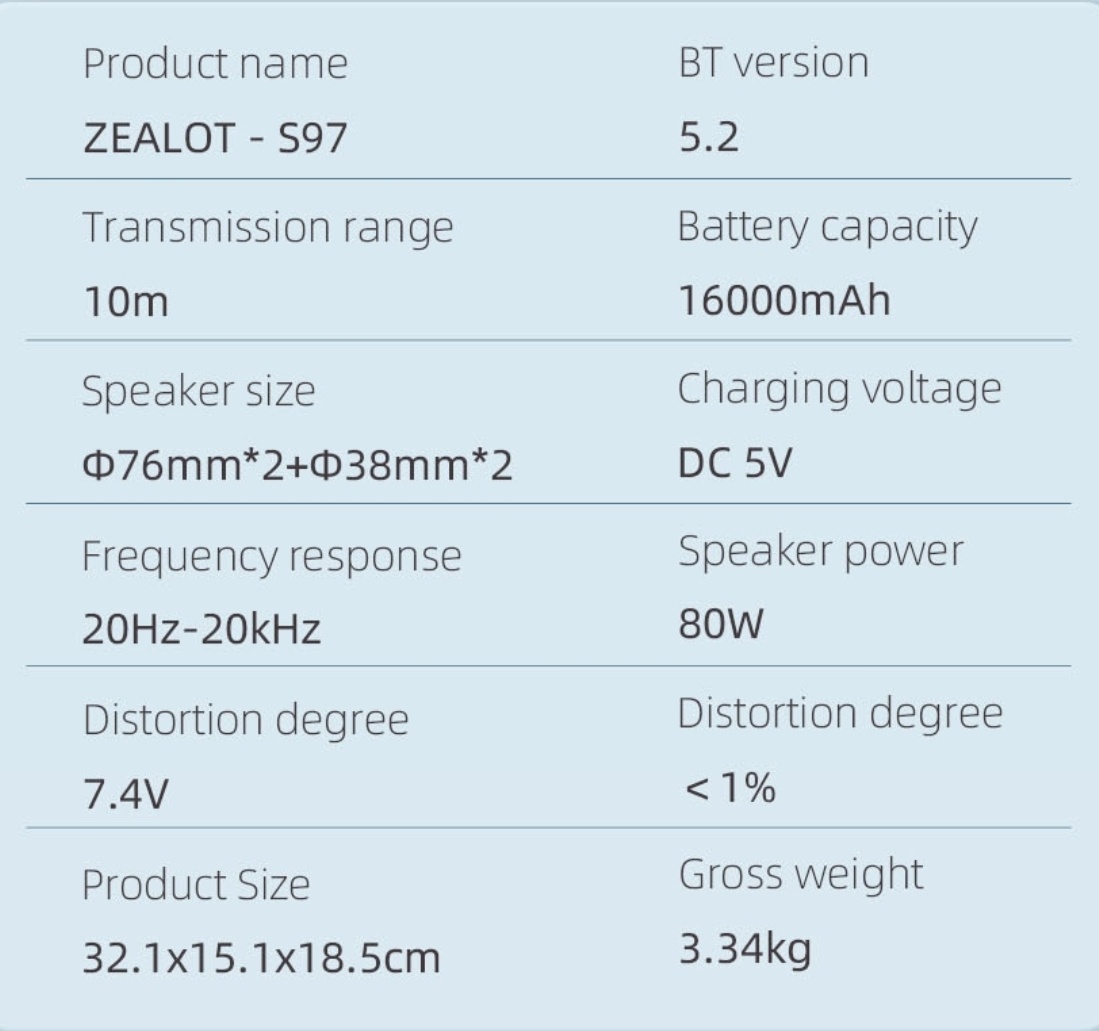 ZEALOT S97 Bluetooth reproduktor - 6