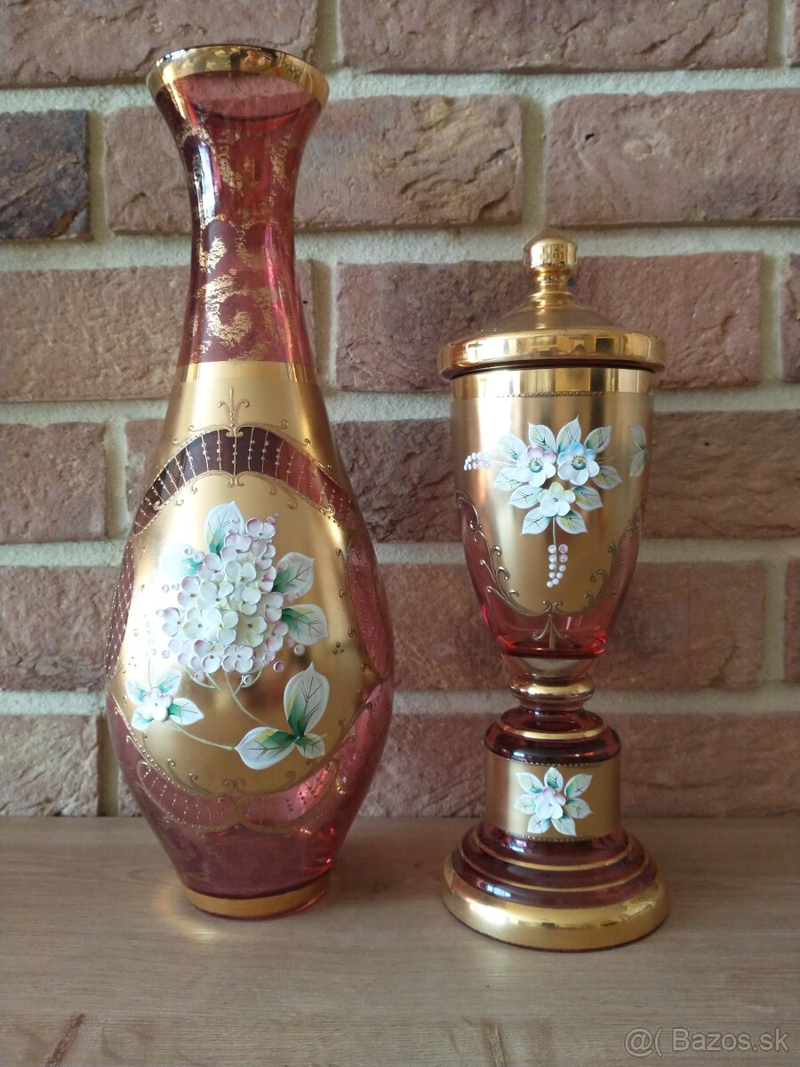 borské sklo, hutné sklo, zlatá zuzana ružová - 6