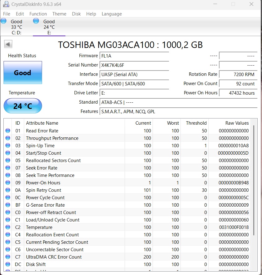 HDD 1TB 3.5" / HDD 250-500GB 2.5" - 6