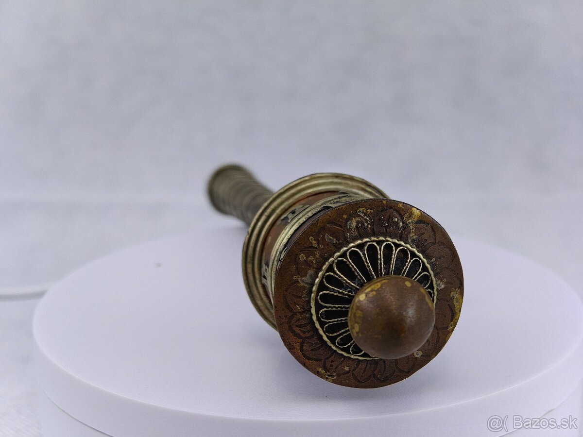 Starožitný strieborný budhistický modlitebný mlynček - 6