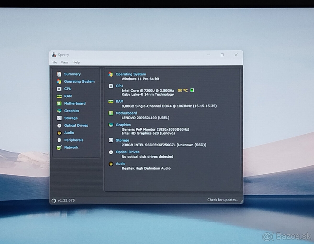 notebook Lenovo L570 - 15.6" Core i5-7200u, 8GB, 240GB, W11 - 6