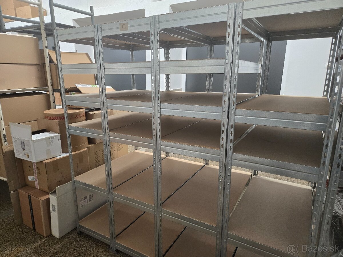 Kovové skladové regály s drevenými policami - 6